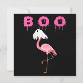 Flamingo | Vrouwen Flamingo Boo Geest Halloween Kaart (Voorkant)