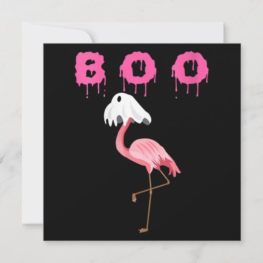 Flamingo | Vrouwen Flamingo Boo Geest Halloween Kaart (Voorkant)