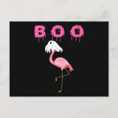 Flamingo | Vrouwen Flamingo Boo Ghost Halloween Aankondigingskaart (Voorkant)