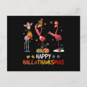 Flamingo | Vrouwen Flamingo Happy HalloThanksmas Aankondigingskaart (Voorkant)