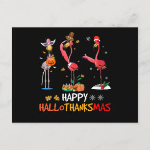 Flamingo   Vrouwen Flamingo Happy HalloThanksmas Uitnodiging Briefkaart