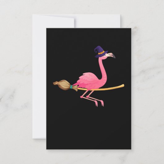 Flamingo| Vrouwen Funny Flamingo Witch Halloween Kaart (Voorkant)