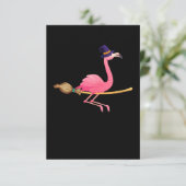 Flamingo| Vrouwen Funny Flamingo Witch Halloween Kaart (Staand voorkant)