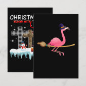 Flamingo| Vrouwen Funny Flamingo Witch Halloween Kaart (Voorkant / Achterkant)