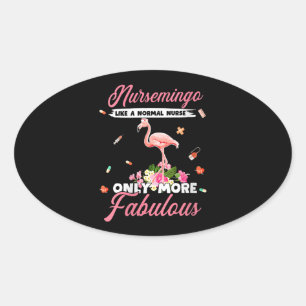 Flamingo Vrouwen Nursemingo als normale verpleeg Ovale Sticker