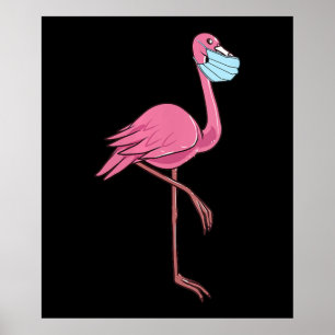 Flamingo   Vrouwenparodie in een gezichtsmasker Poster