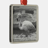 Flamingo wading in water B&W Metalen Ornament (Rechts)