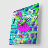 Flamingo Wall Clock Het is Flamingo Time! Vierkante Klok (Hoek)