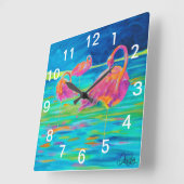 Flamingo Wall Clock Vierkante Klok (Hoek)