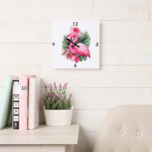Flamingo Wall Clock Vierkante Klok