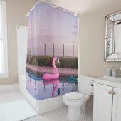 Flamingo-waterboer in zwembad douchegordijn (In situ)