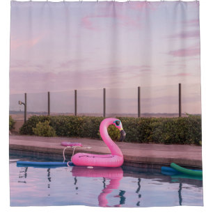 Flamingo-waterboer in zwembad douchegordijn