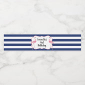 Flamingo Waterfles Etiket Navy Stripe (Enkel label)