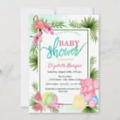 Flamingo, Watermeloen, Elephant Palm Baby shower Kaart (Voorkant)