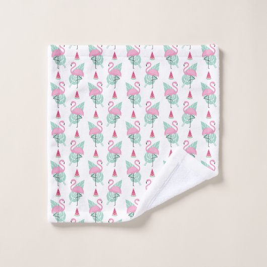 Flamingo & Watermelon Pastel Pattern Bad Handdoek (Wasdoekje)
