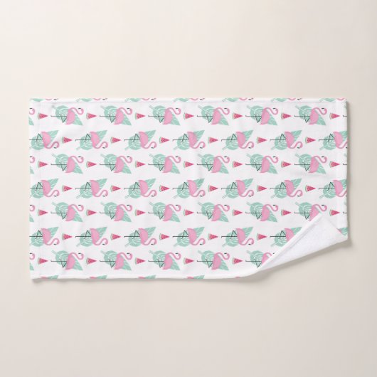 Flamingo & Watermelon Pastel Pattern Bad Handdoek (Handdoek)
