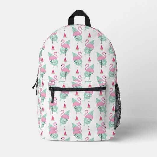 Flamingo & Watermelon Pastel Pattern Bedrukte Rugzak (Voorkant)