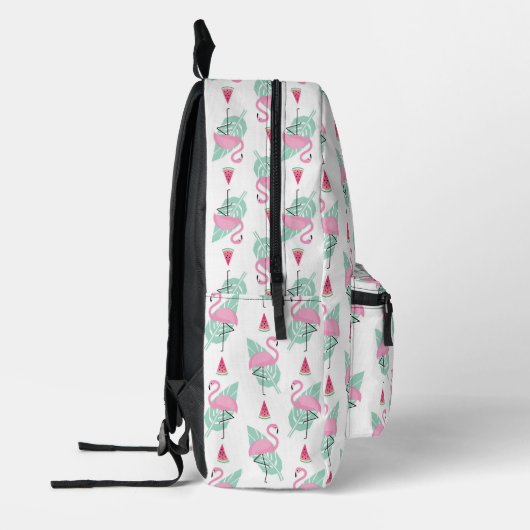 Flamingo & Watermelon Pastel Pattern Bedrukte Rugzak (Links)