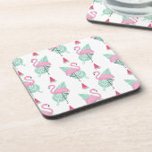 Flamingo & Watermelon Pastel Pattern Bier Onderzetter (Linkerzijde)