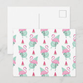 Flamingo & Watermelon Pastel Pattern Briefkaart (Voorkant / Achterkant)