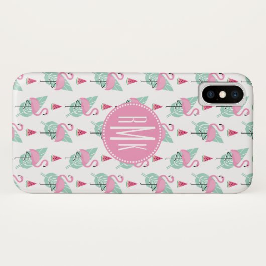 Flamingo & Watermelon Pastel Pattern Case-Mate iPhone Case (Achterkant (horizontaal))