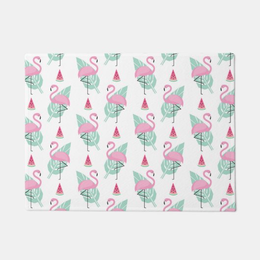 Flamingo & Watermelon Pastel Pattern Deurmat (Voorkant)