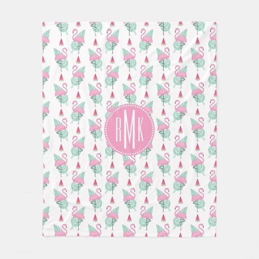 Flamingo & Watermelon Pastel Pattern Fleece Deken (Voorkant)