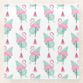 Flamingo & Watermelon Pastel Pattern Glazen Onderzetter (Voorkant)