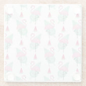 Flamingo & Watermelon Pastel Pattern Glazen Onderzetter (Achterkant)