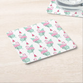 Flamingo & Watermelon Pastel Pattern Kartonnen Onderzetters (Schuin)