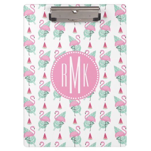 Flamingo & Watermelon Pastel Pattern Klembord (Voorkant)