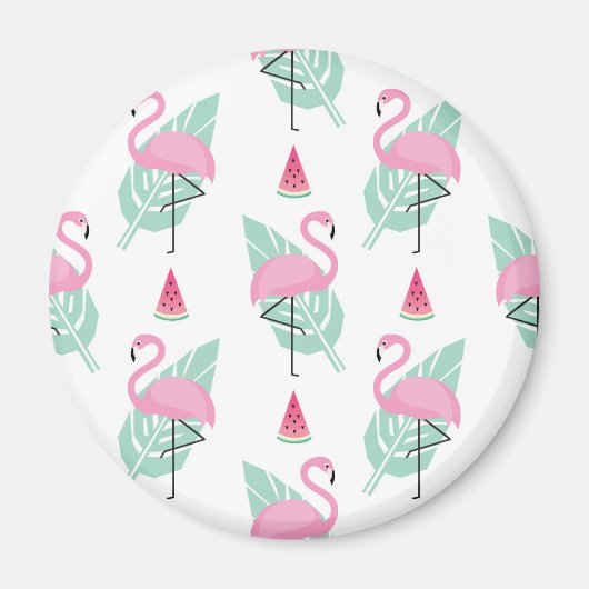 Flamingo & Watermelon Pastel Pattern Magneet (Voorkant)