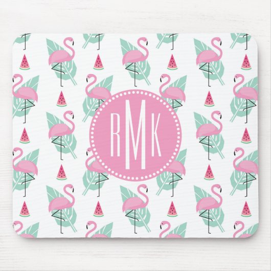 Flamingo & Watermelon Pastel Pattern Muismat (Voorkant)