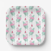 Flamingo & Watermelon Pastel Pattern Papieren Bordje (Voorkant)