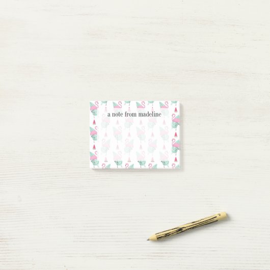 Flamingo & Watermelon Pastel Pattern Post-it® Notes (Op bureau)