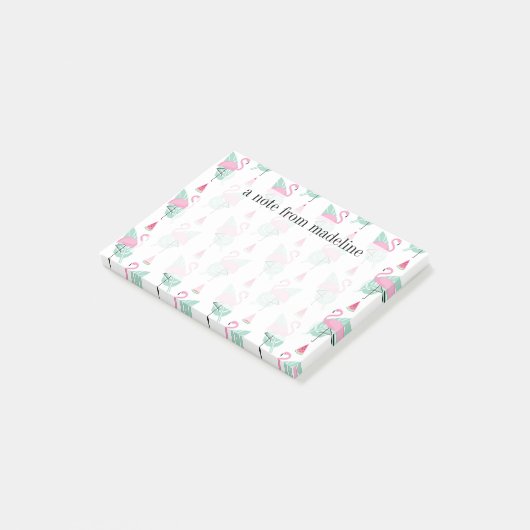 Flamingo & Watermelon Pastel Pattern Post-it® Notes (Schuin)
