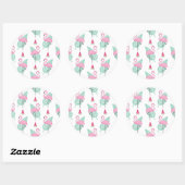 Flamingo & Watermelon Pastel Pattern Ronde Sticker (Vel)