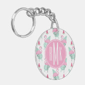 Flamingo & Watermelon Pastel Pattern Sleutelhanger (Voorkant Links)