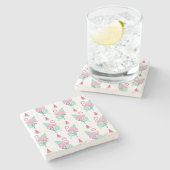 Flamingo & Watermelon Pastel Pattern Stenen Onderzetter (Zijkant)