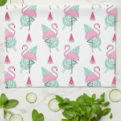 Flamingo & Watermelon Pastel Pattern Theedoek (Gevouwen)