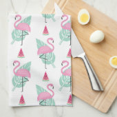 Flamingo & Watermelon Pastel Pattern Theedoek (Quarter Fold)