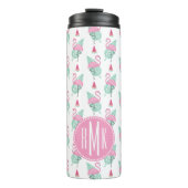 Flamingo & Watermelon Pastel Pattern Thermosbeker (Voorkant)