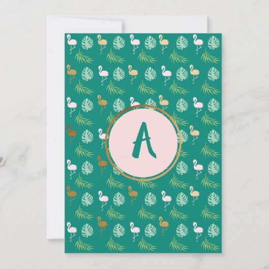 Flamingo & Watermelon Tropical Birthday Invitation Kaart (Achterkant)