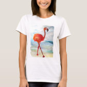 Flamingo Waterverf Art T-shirt voor dames (Voorkant)