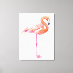Flamingo-waterverf Canvas Afdruk