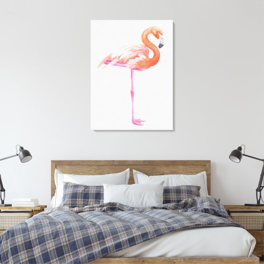 Flamingo-waterverf Canvas Afdruk (Insitu (Slaapkamer))
