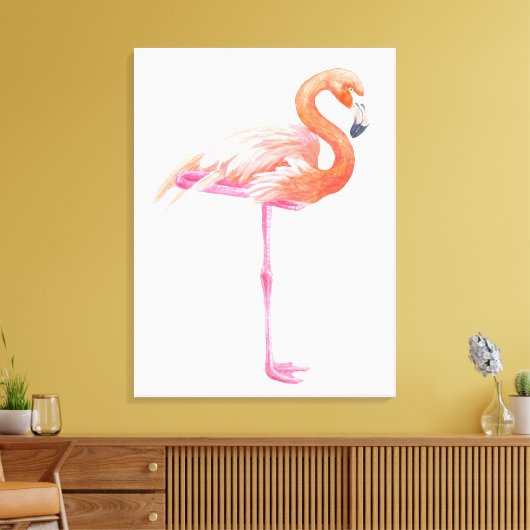 Flamingo-waterverf Canvas Afdruk (Insitu (Woonkamer))