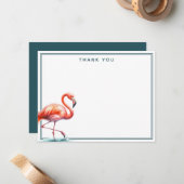Flamingo Waterverf dank u Notitiekaartje (Voorkant / Achterkant in situ)