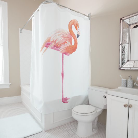 Flamingo-waterverf Douchegordijn (In situ)