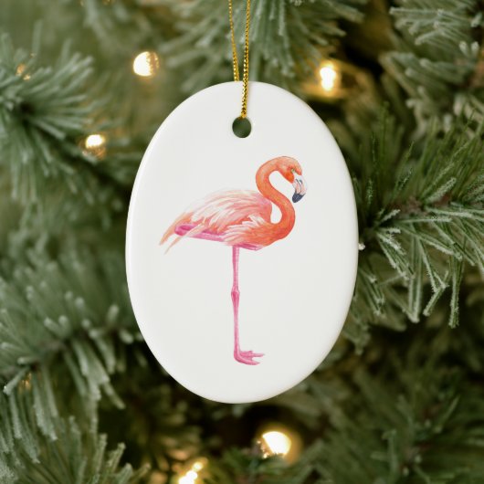 Flamingo-waterverf Keramisch Ornament (Boom)